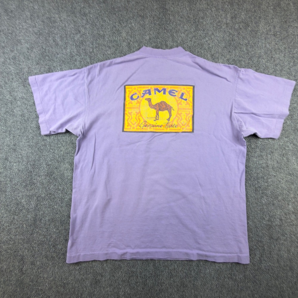 Vintage 1995 Camel Genuine Taste Purple Pocket TShirt Single Stitch XL Joe Camel